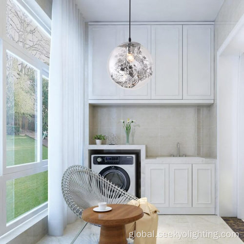 Glass Balls Decorated Pendant Light SK-2903 glass balls decorated with leaves pendant light Supplier